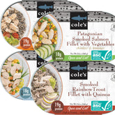 Cole's front packaging showing four cans, convenient ready-to-eat meals