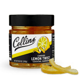 Collins Chicago jar front view showing candied lemon twists and elegant packaging benefit