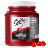 Collins Chicago front of jar showing 72 oz label and bright red cherries for bulk use
