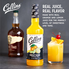 Collins Chicago label close-up highlighting real orange and lemon juice