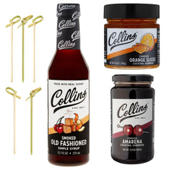 Collins front packaging of smoked Old Fashioned kit showing contents and gift appeal
