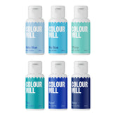 Colour Mill front packaging showing six blue bottles and clear labeling for easy selection