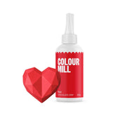 Colour Mill front bottle showing red chocolate drip, easy pouring benefit