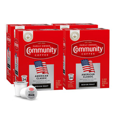 Community Coffee front packaging showing multi-pack pods and clear product branding and convenience