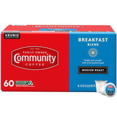 Community Coffee box front view showing 60 pods and medium roast branding for reliable mornings