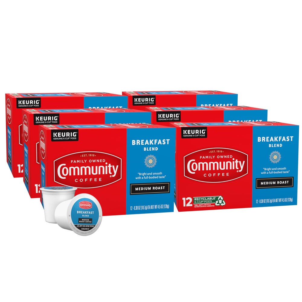Community Coffee front packaging showing breakfast blend for easy morning brewing