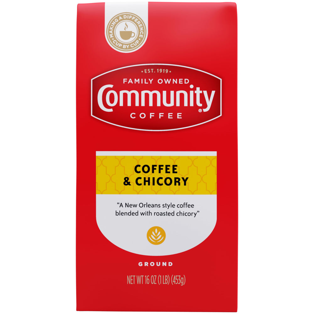 Community Coffee vacuum-packed 16 oz bag front view showing label and blend