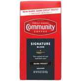 Community Coffee front package showing 16 oz bag and brand benefit of bold flavor