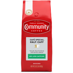 Community Coffee front packaging showing 32 oz bag and brand benefit