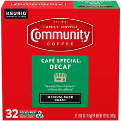 Community Coffee scoop of ground Arabica beans showing rich texture and aroma