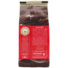Community Coffee close-up of ground coffee texture showing rich chocolate roast aroma
