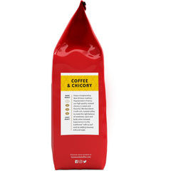 Community Coffee label and roast information highlighting quality and origin