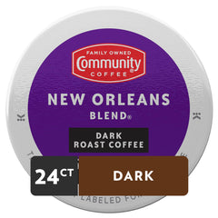 Community Coffee close-up of a single pod lid showing seal and freshness benefit