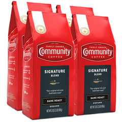 Community Coffee signature pack front showing four bags and clear value