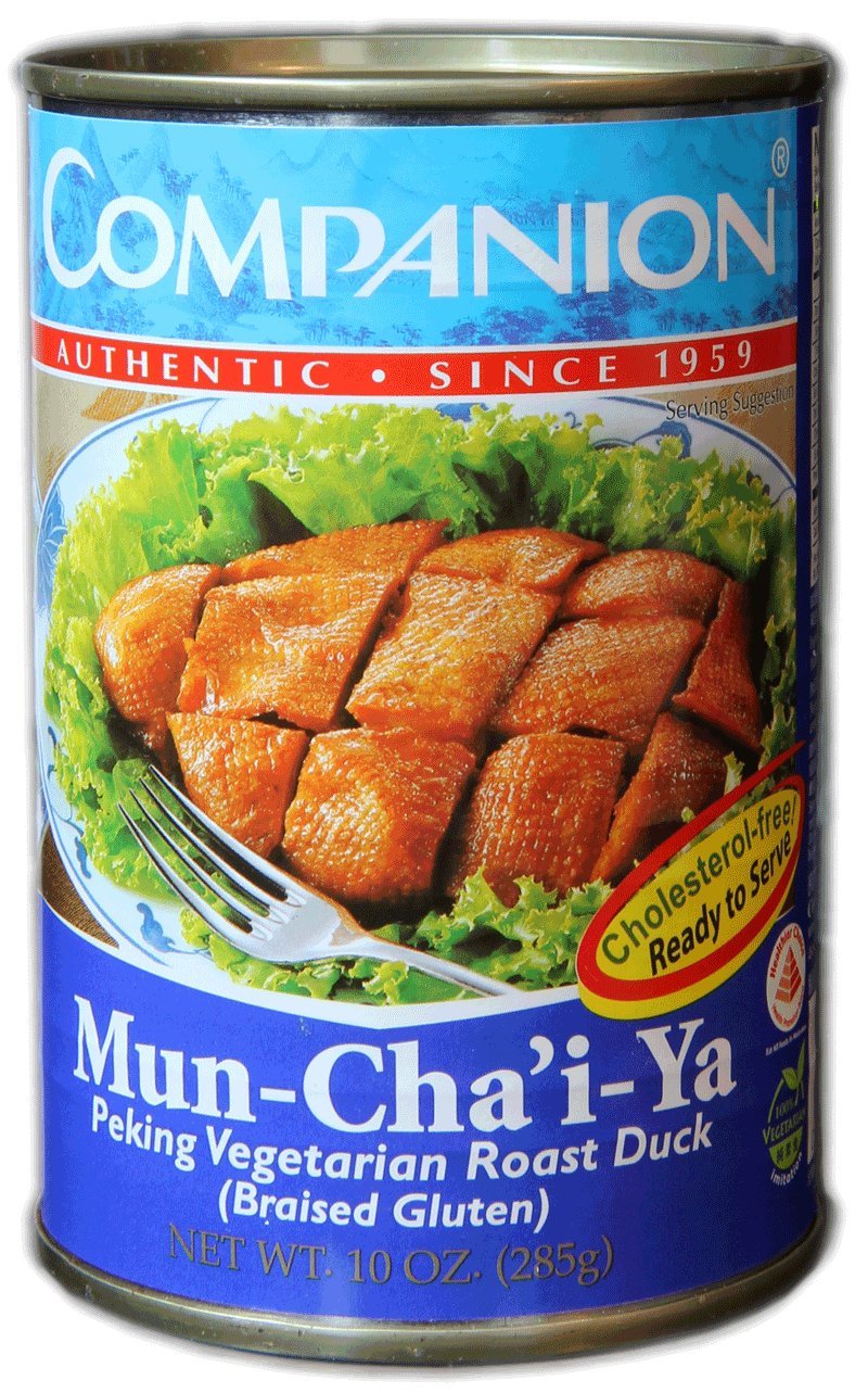 Companion Peking Vegetarian Roast Duck front packaging showing product label and can benefit