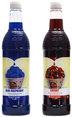 Concession Essentials front packaging showing Cherry and Blue Raspberry bottles, clear labeling and value