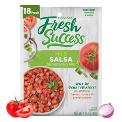 Concord Foods front packaging showing mild salsa seasoning for quick homemade salsa