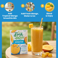 Concord Foods mango smoothie poured into glass showing vibrant color and refreshment
