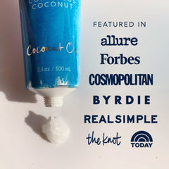 Conscious Coconut tube in hand showing size and TSA-approved portability