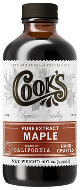 COOK'S front bottle view showing pure maple extract and usable pantry size