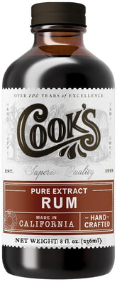 COOK'S front view of 8 oz amber bottle shows label and resealable cap for fresh storage