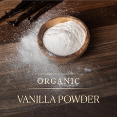 COOK'S jar opened revealing fine vanilla powder texture and easy measuring benefit
