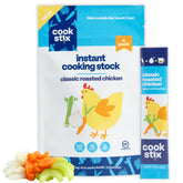 Cookstix front packaging showing single-serve stick and brand benefits