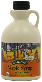 Coombs Family Farms front bottle showing organic Grade A Dark label and pouring benefit