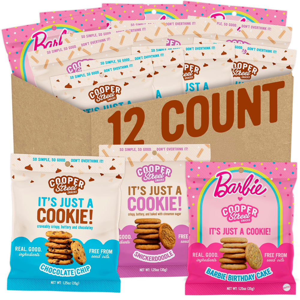COOPER STREET front pack showing variety pack and nut-free label for safe snacks
