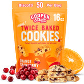 COOPER STREET front packaging showing orange cranberry biscotti for gifting