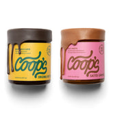 Coop's front view of both jars showing packaging and gourmet appeal