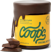 Coop's hot fudge front packaging showing label and jar, highlighting premium quality