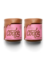 Coop's front packaging showing two jars and clear product view for gift-ready appeal