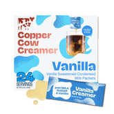 Copper Cow Coffee front packaging showing 24pk with clear branding and convenience