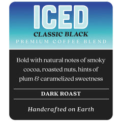 Copper Moon iced coffee poured over ice highlighting refreshing taste