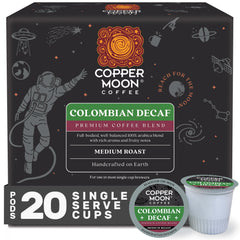 Copper Moon front packaging showing 20-count K-Cup pods and convenience