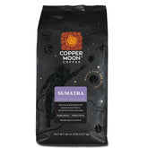 Copper Moon front package showing 5 lb bag and bold dark roast benefit