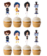 Generic Coraline front view toppers showing double-sided art and colors, quick decoration