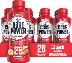 Core Power front packaging showing strawberry banana flavor and protein benefit
