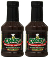 CORKY'S bottle front packaging showing brand and original sauce for authentic flavor