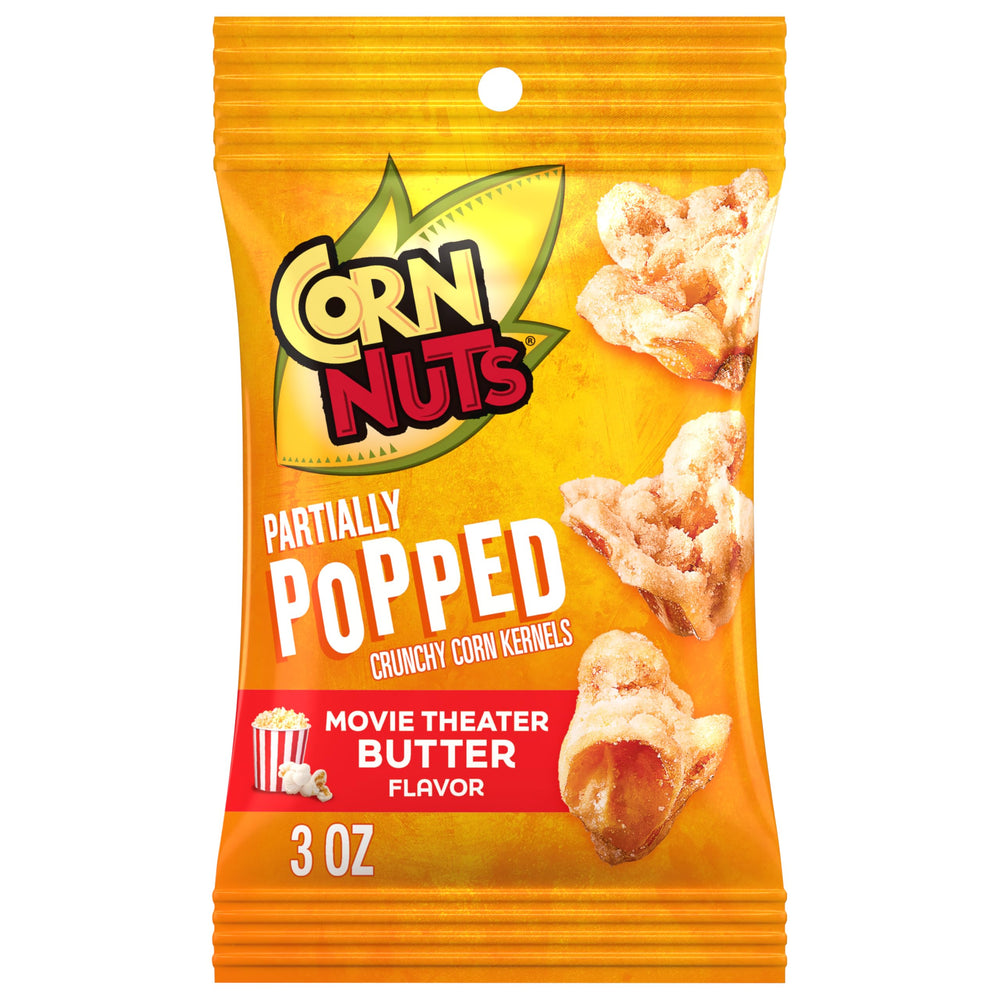 Corn Nuts front packaging showing Movie Theater Butter flavor and portioned bags