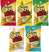 Corn Nuts variety pack front view showing all five 4oz bags and branding benefit of flavor selection
