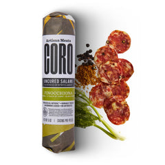 Coro salami stick front packaging showing brand and flavor benefit