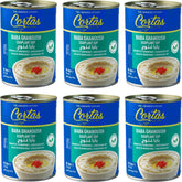 Cortas front packaging showing six cans and product label, clear pantry-ready benefit