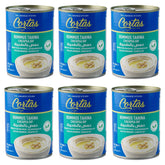 Cortas front can showing label and pack benefits for easy pantry choice