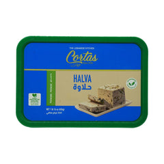 Cortas pistachio halva front packaging showing branding and appetizing pistachio pieces