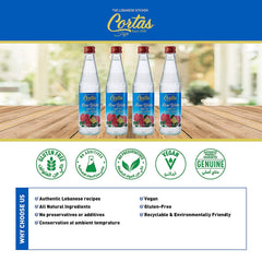 Cortas liquid close-up texture showing clear rose hydrosol for culinary and skin use