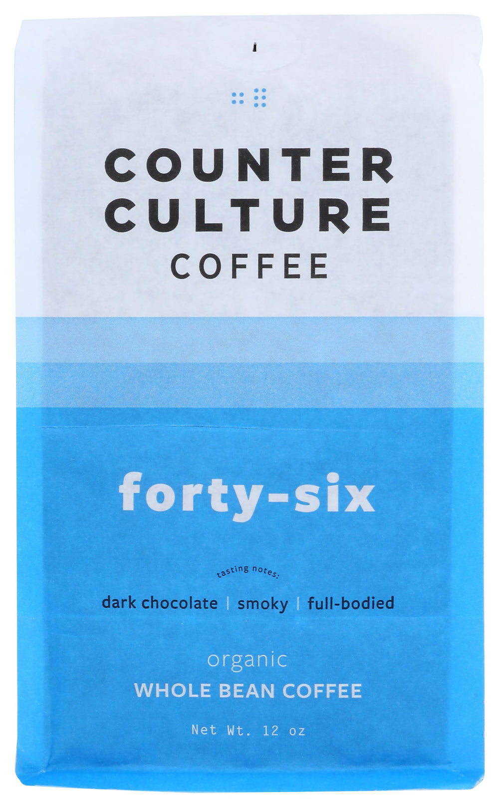 Counter Culture front packaging showing 12 oz bag and organic label for freshness