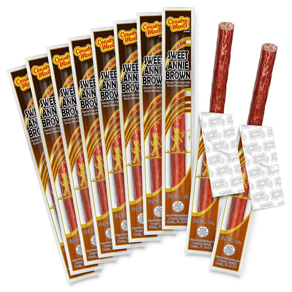 Country Meats front packaging showing Sweet Annie Brown and clear branding benefit: convenient protein
