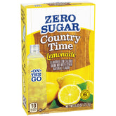Country Time front packaging showing zero sugar sachet boxes and benefits